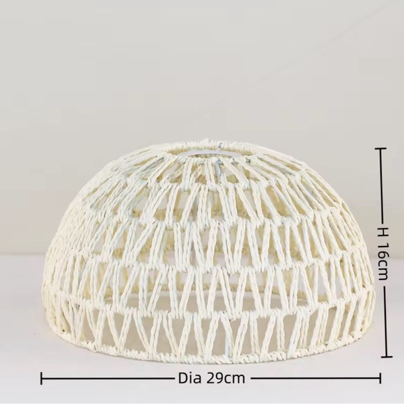 Other - NWOT - Rope Weave Hanging Lamp Shade Bohemian Rustic Light Fixture Cream Rattan
